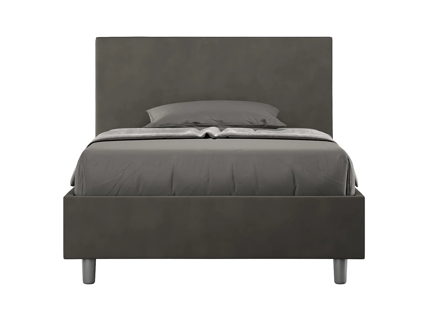 Lit 1 place et demi sans sommier rembourré 120x190 microfibre gris Adele