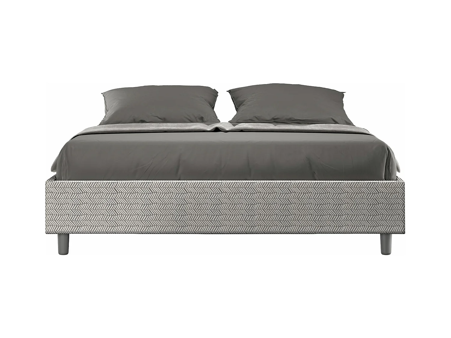 Lit avec sommier rembourré 160x210 tissu Aragona 1 blanc Azelia