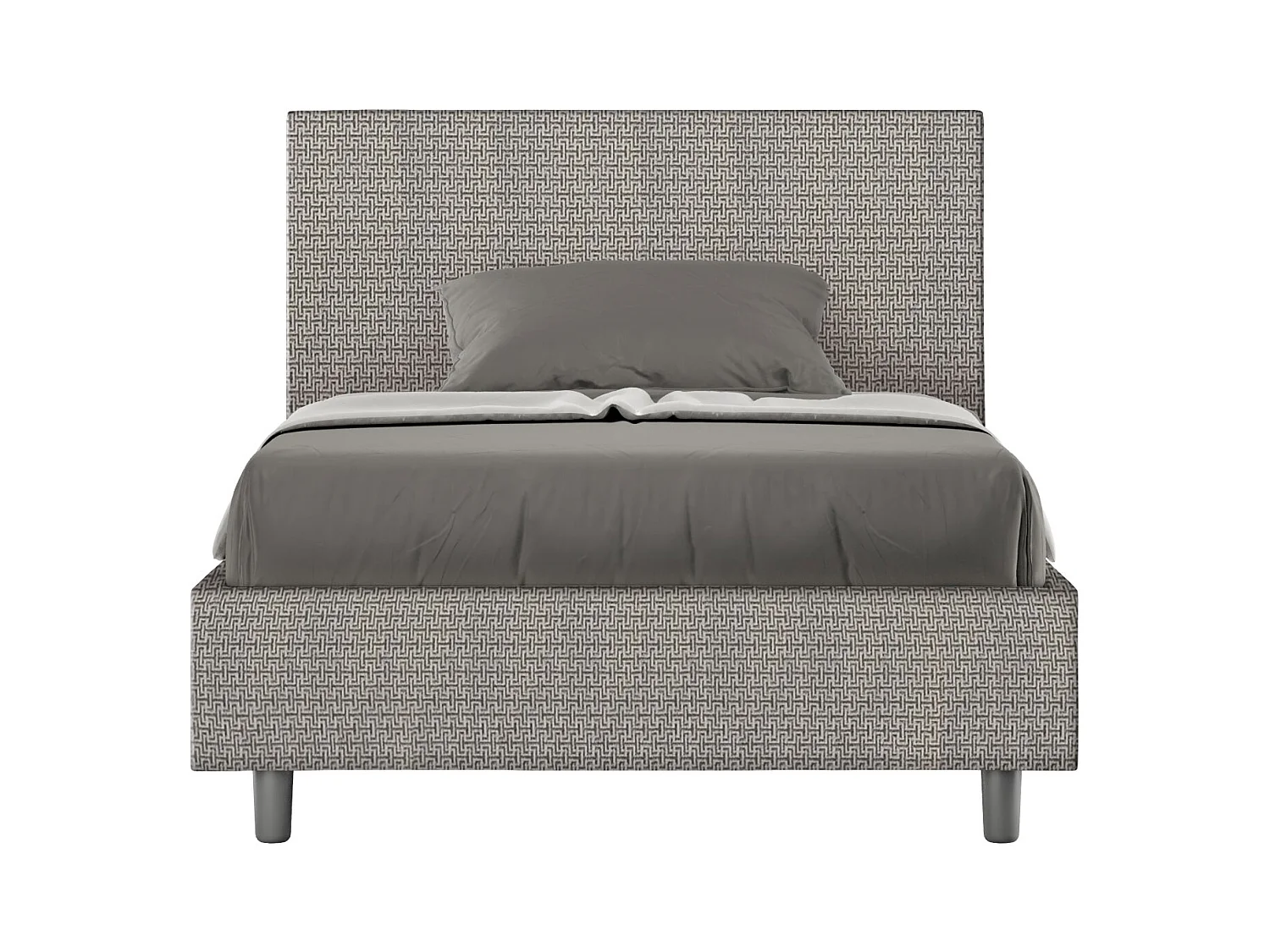 Lit 1 place et demi sans sommier rembourré 120x190 tissu Labirinto 2 gris Adele