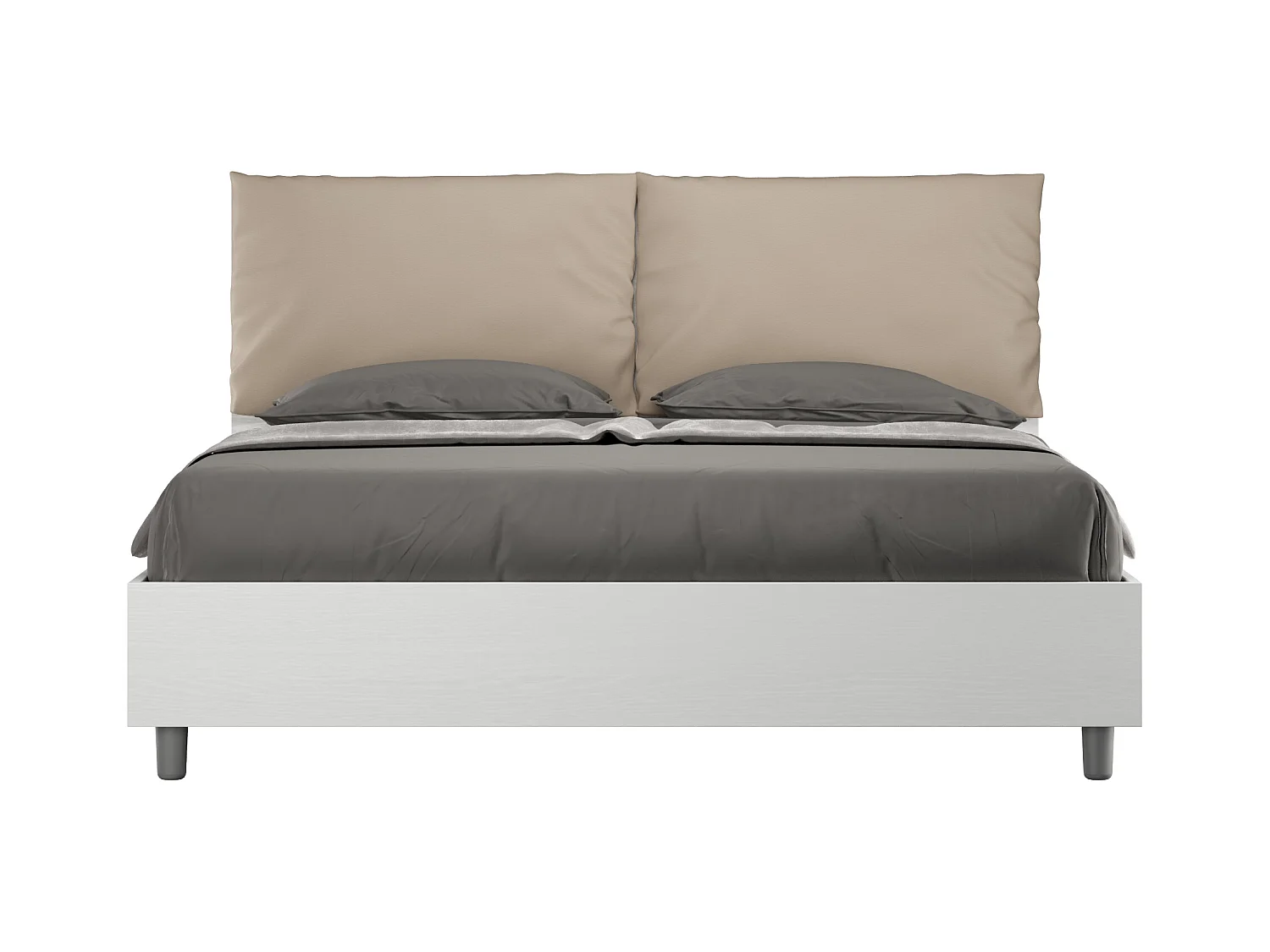 Lit sans sommier 160x200 avec coussins similicuir taupe Egos Antea