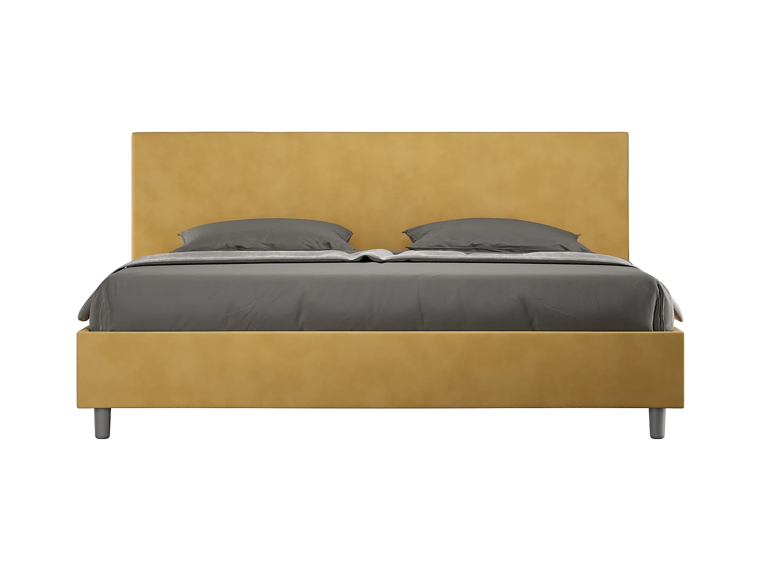 Lit avec sommier rembourré 180x210 microfibre ocre Adele