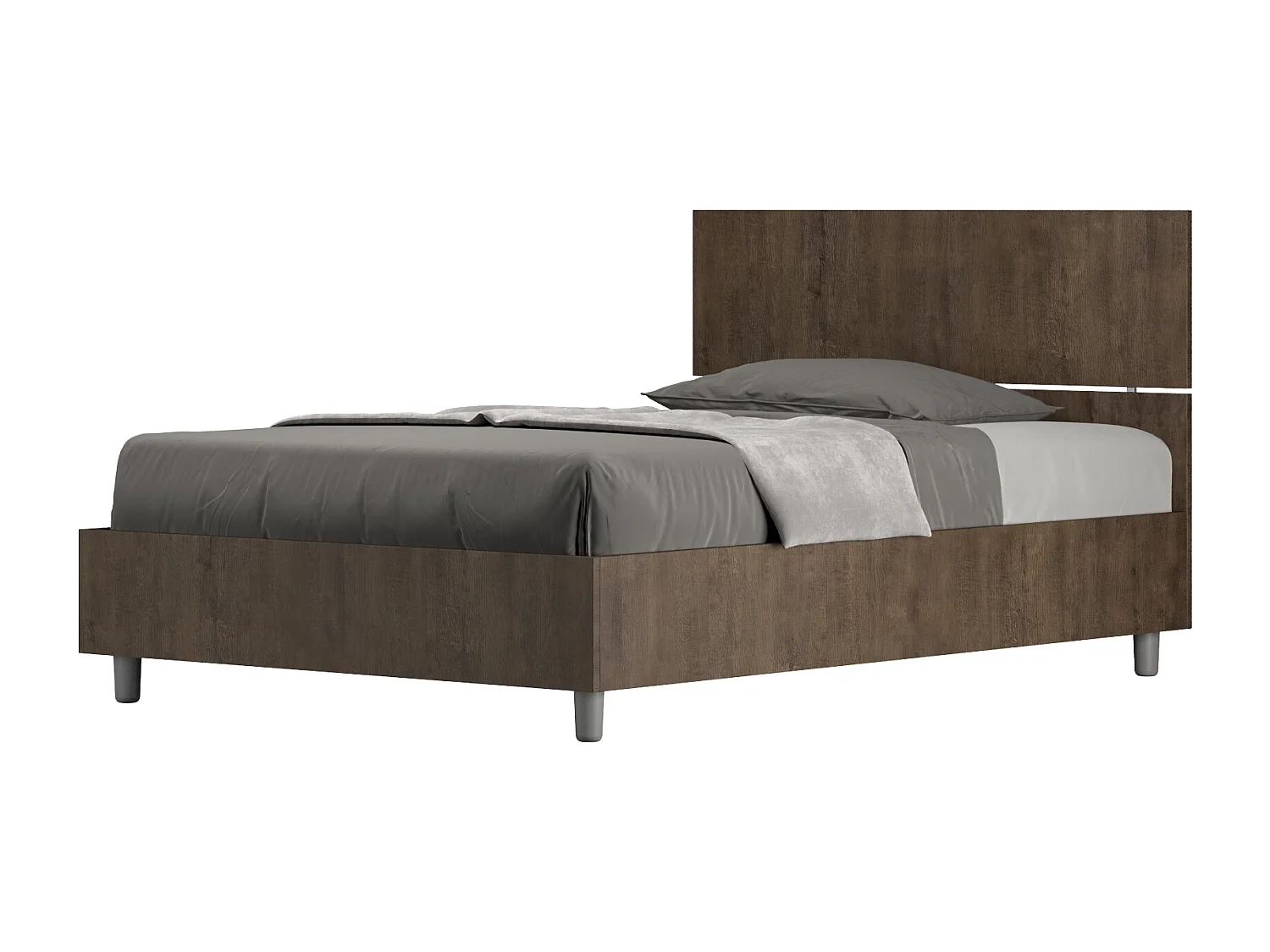 Bed met 120x200 bedbodem, recht hoofdbord in Demas notenhout