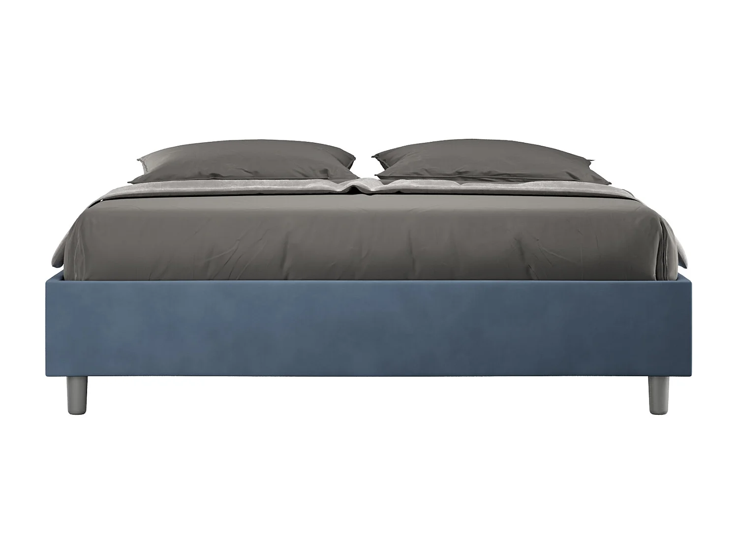 Letto Sommier senza rete imbottito 160x190 microfibra blu Azelia