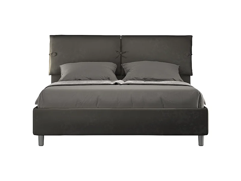 Grijs microvezel slaapbank met gestoffeerde bodem 160x210