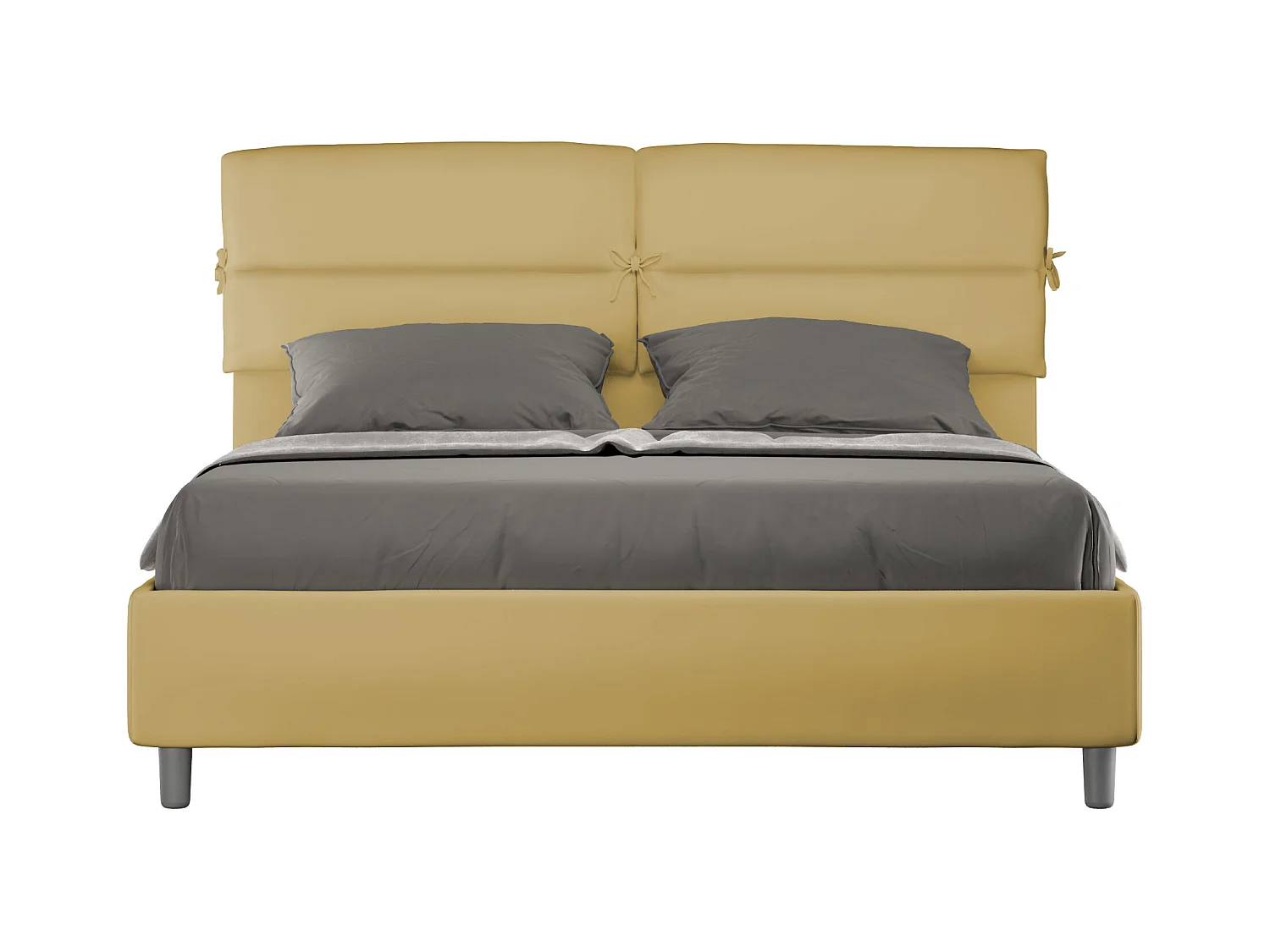Nandy oker microvezel gestoffeerd bed zonder bedbodem 160x190