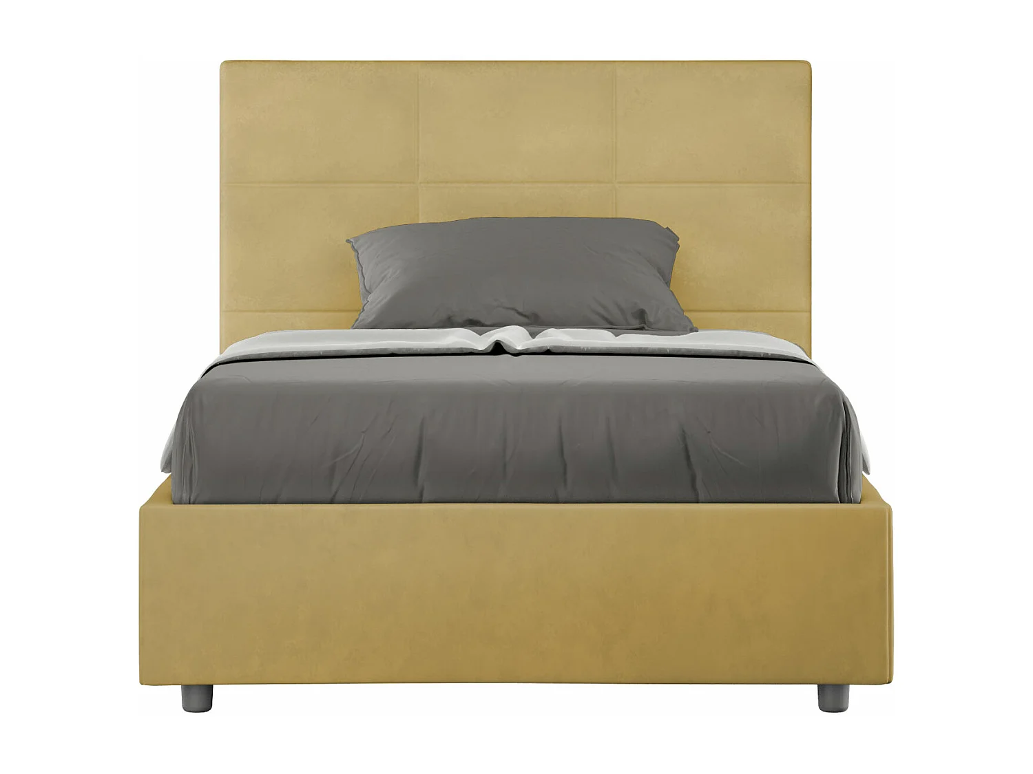 Cama Mika con somier acolchado 120x210 en microfibra ocre
