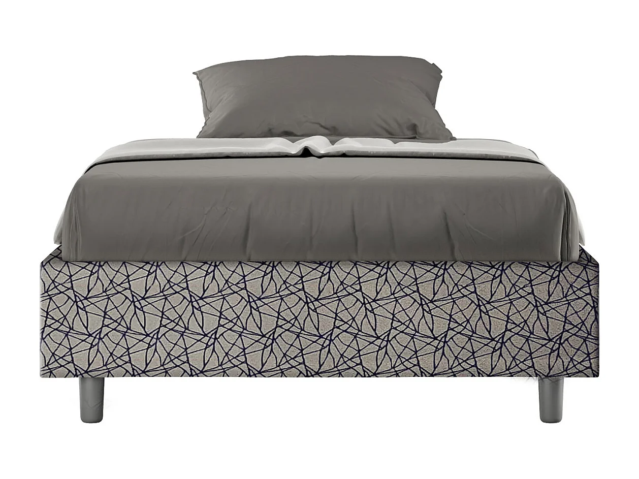 Cadre de lit 1 place et demi sans sommier rembourré 120x210 tissu Era 9 bleu Azelia