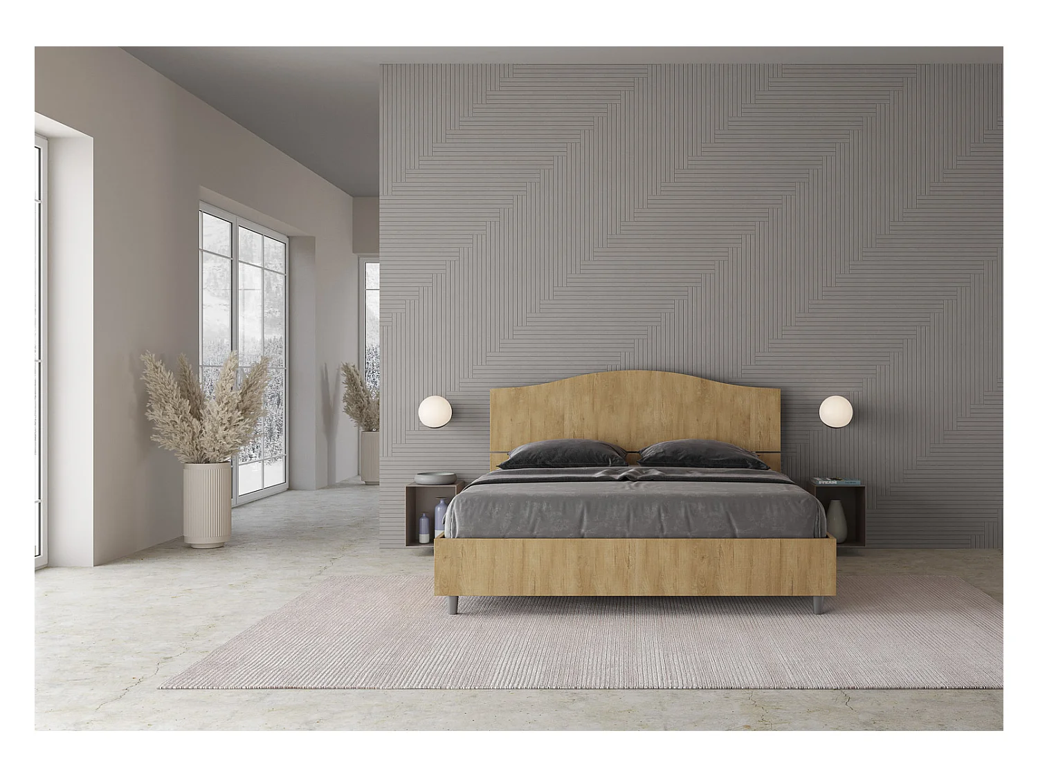 Lit avec sommier 160x200 chêne nature Dores