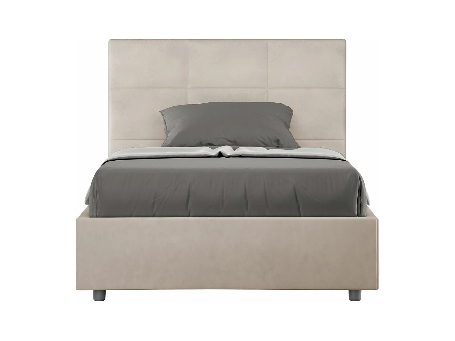 Lit 1 place et demi sans sommier rembourré 120x190 microfibre sable Mika