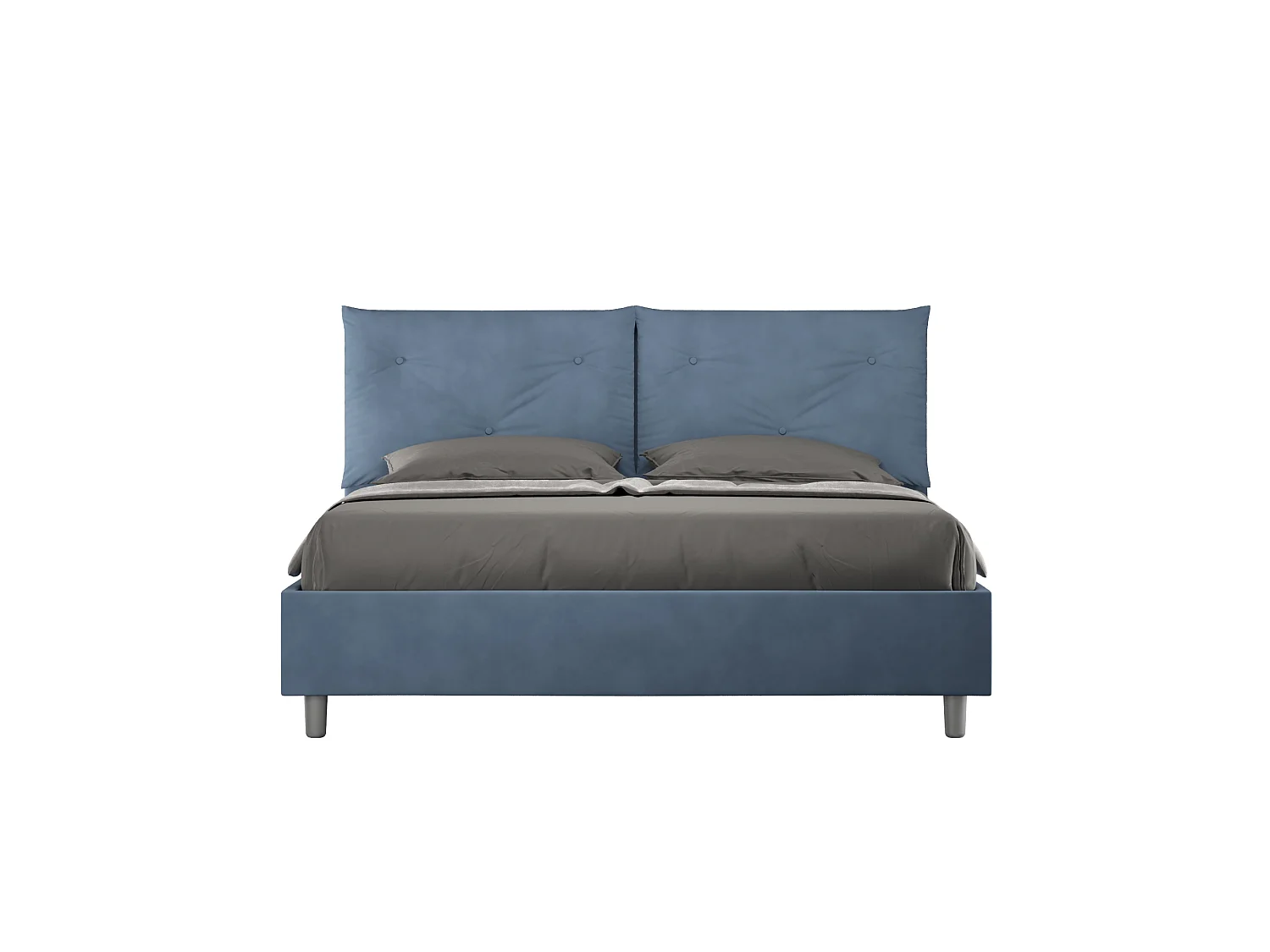 Lit avec sommier rembourré 160x210 microfibre bleu Appia