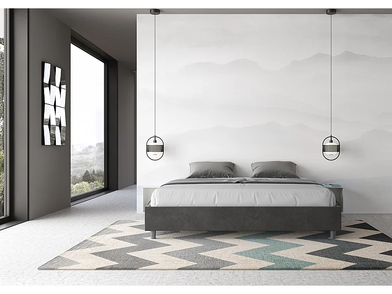 Łóżko bez stelaża tapicerowane 200x210 microfibra szary Azelia