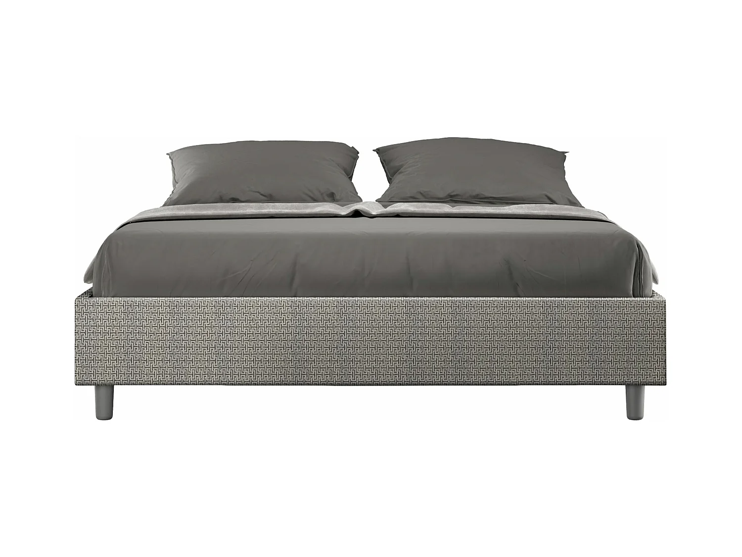 Lit avec sommier rembourré 160x190 tissu Labirinto 02 gris Azelia