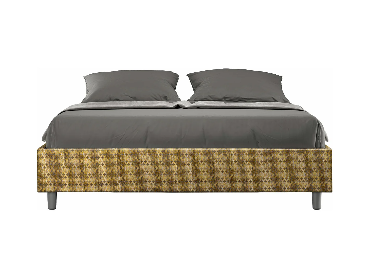 Lit avec sommier rembourré 160x190 tissu Labirinto 06 jaune Azelia