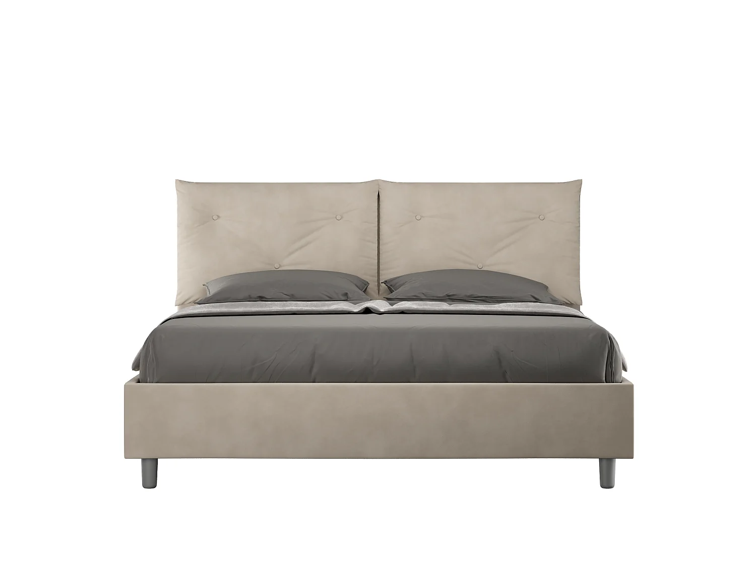 Lit sans sommier rembourré 160x210 microfibre sable Appia
