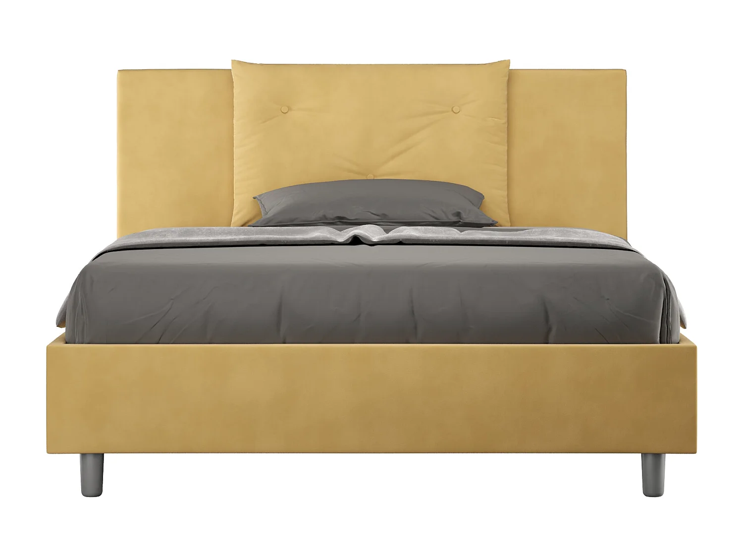 Lit double sans sommier rembourré 140x210 microfibre ocre Appia