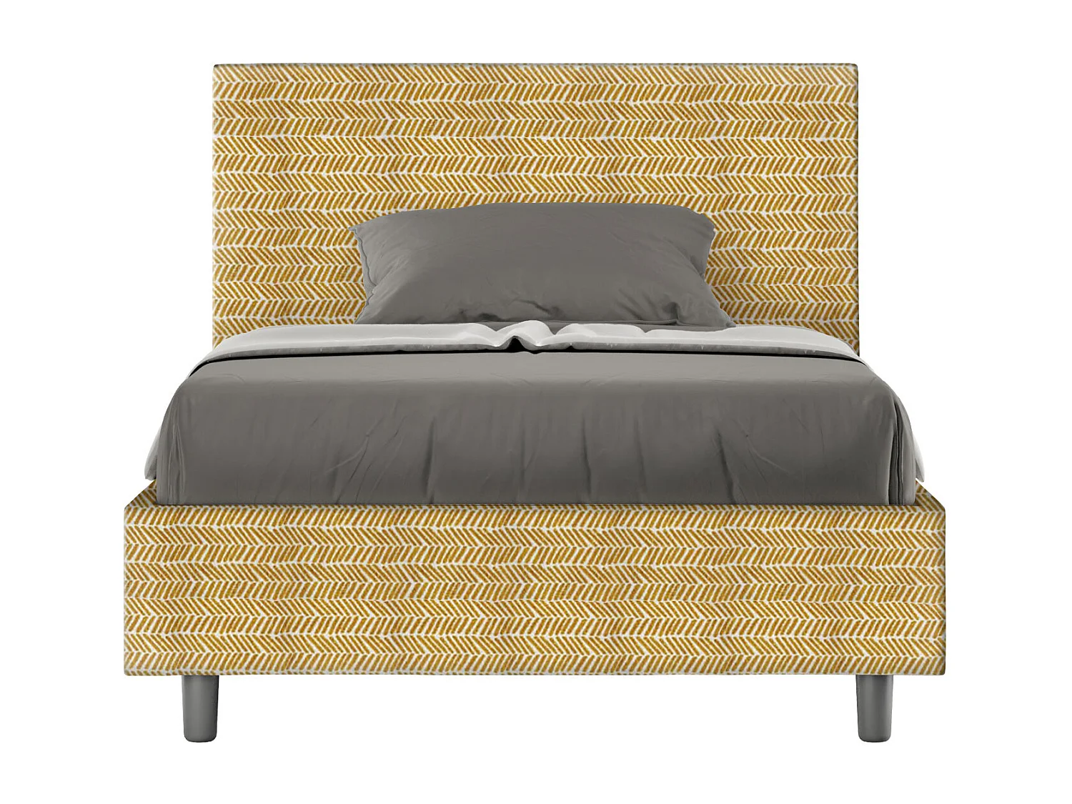 Cama con somier acolchado 120x210 Aragona 3 tela Adele amarillo