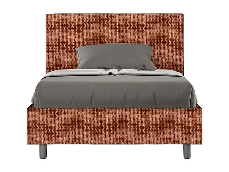 Cama con somier acolchado 120x200 Labirinto 04 tela Adele naranja