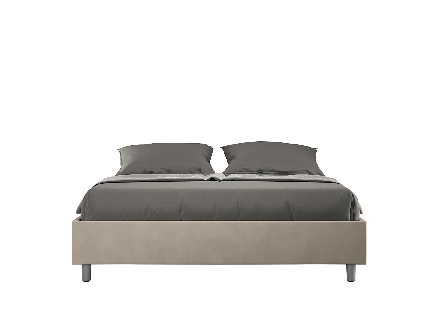 Gepolstertes Bett ohne Lattenrost 160x210 mit Mikrofaserbezug Sandfarbe Azelia