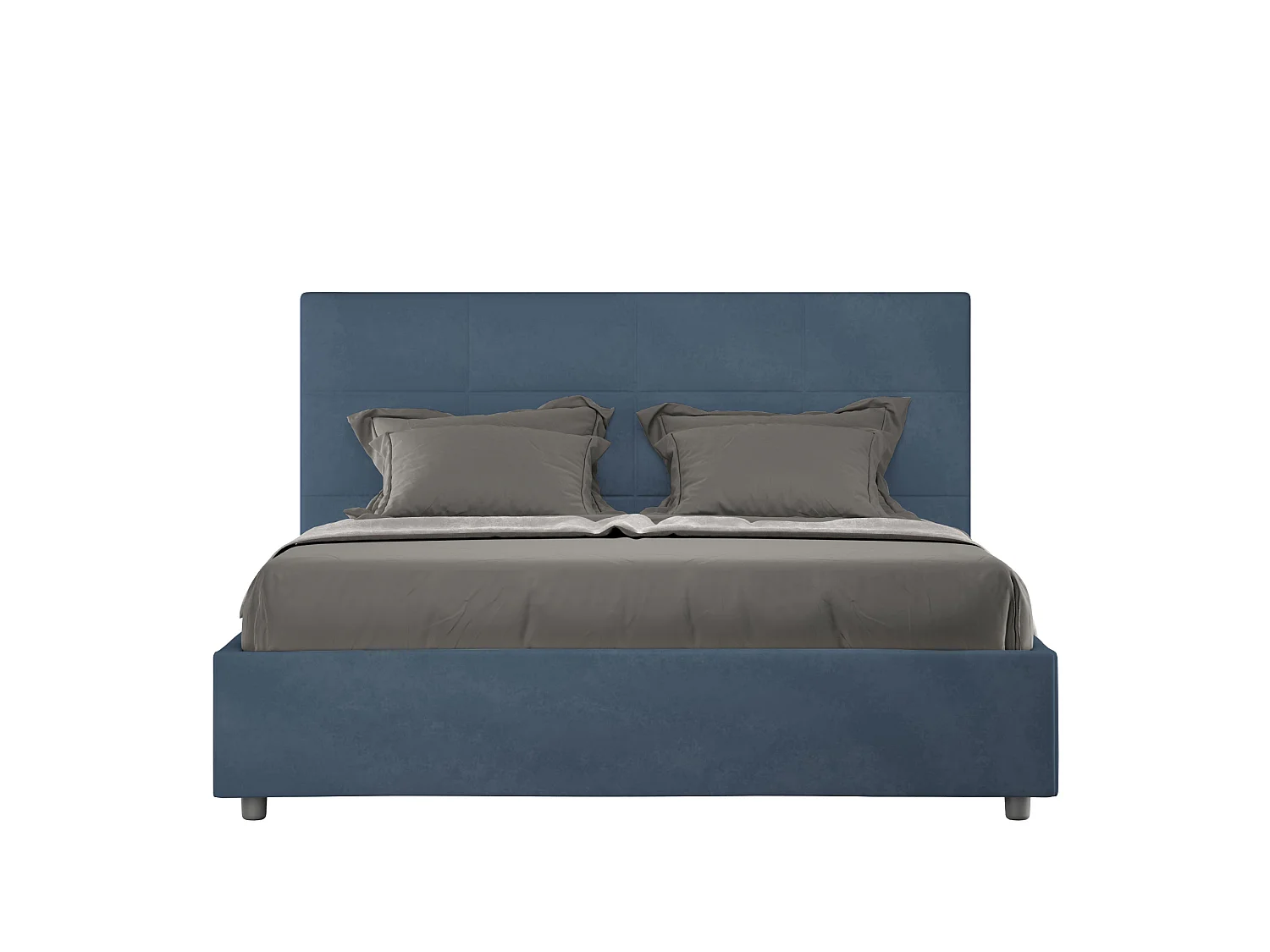 Lit double avec sommier rembourré 140x190 microfibre bleu Mika
