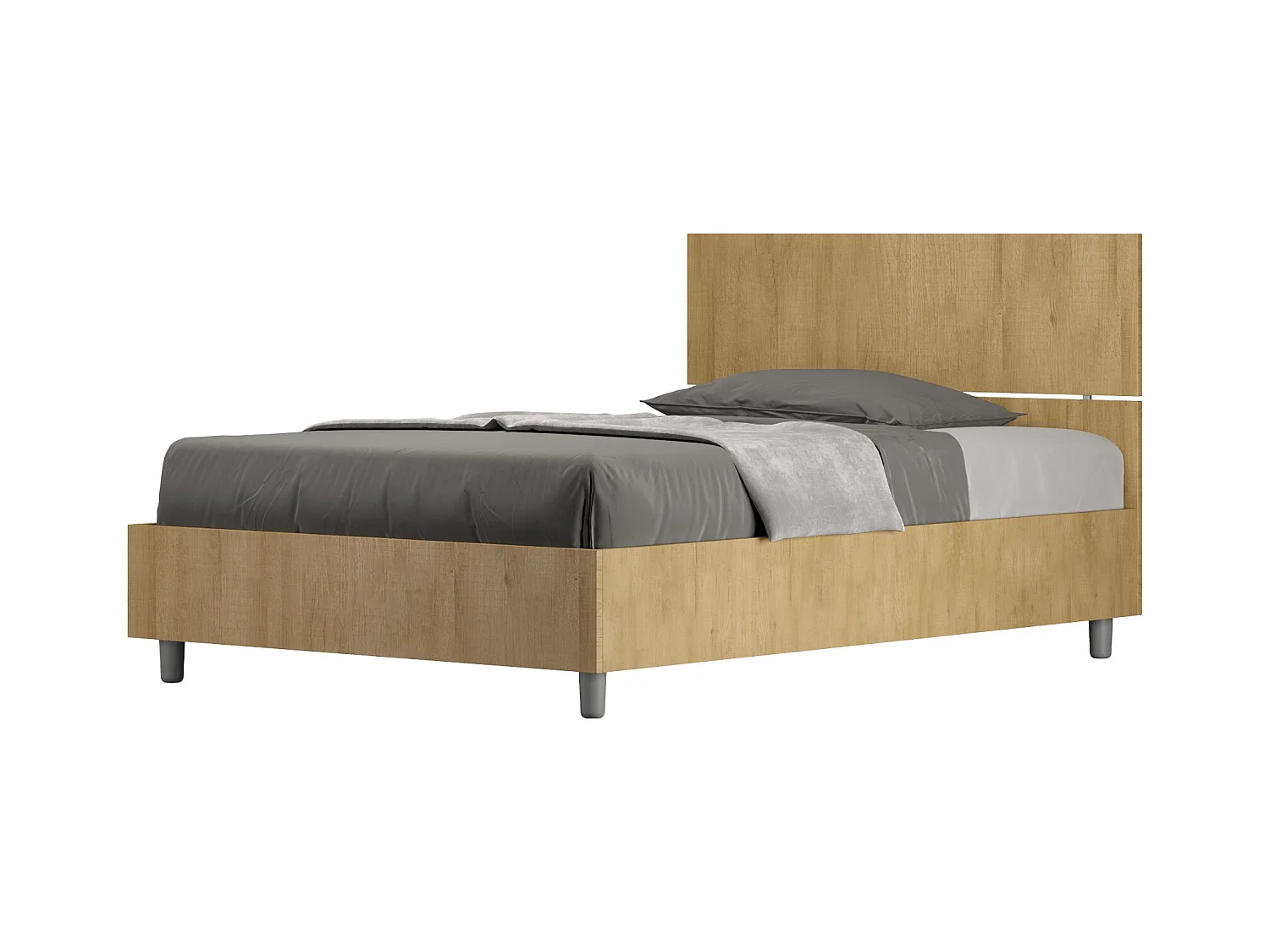 Lit 1 place et demi sans sommier 120x200 tête de lit droite chêne nature Demas