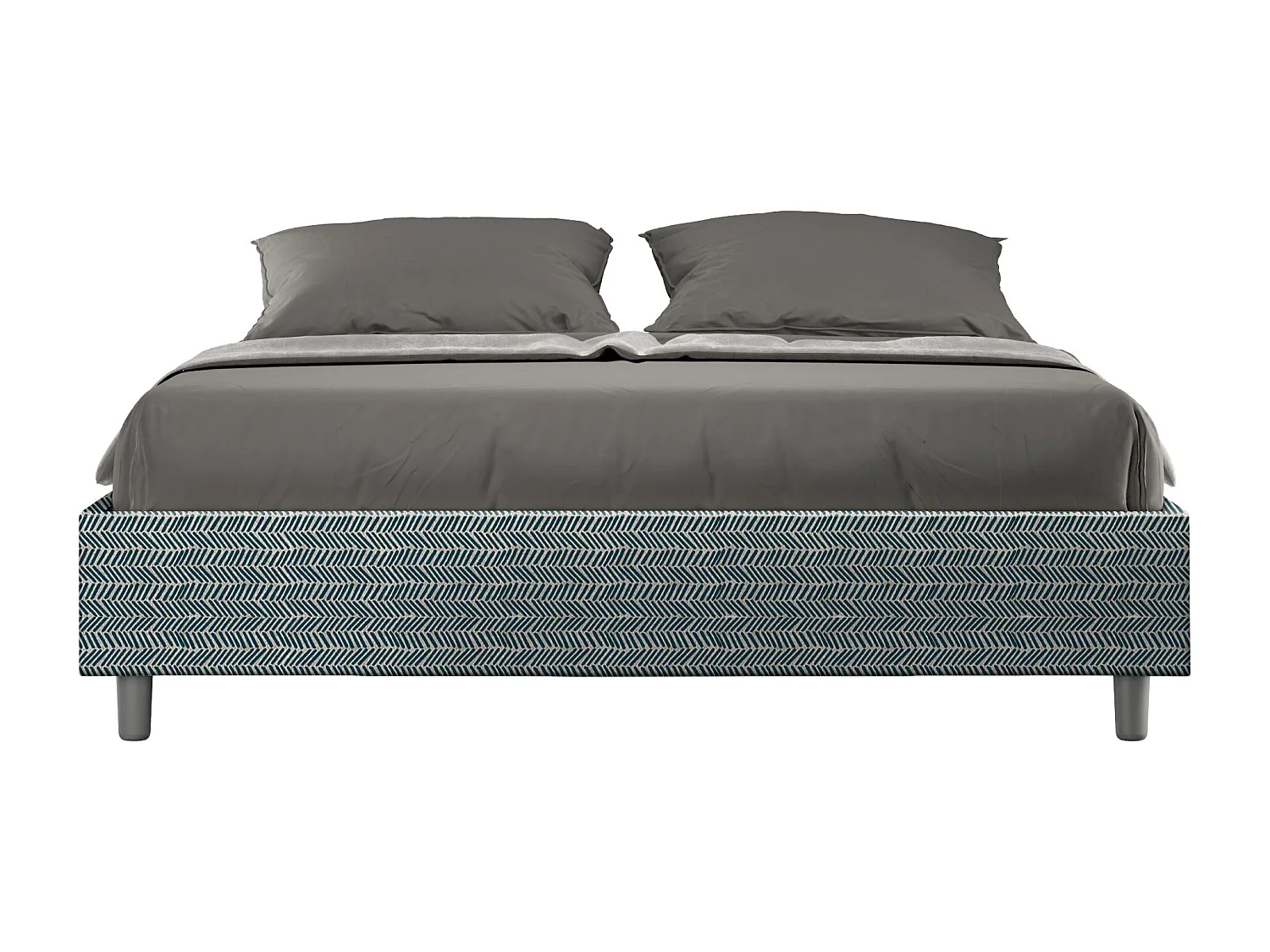 Lit sans sommier rembourré 160x210 tissu Aragona 8 bleu Azelia