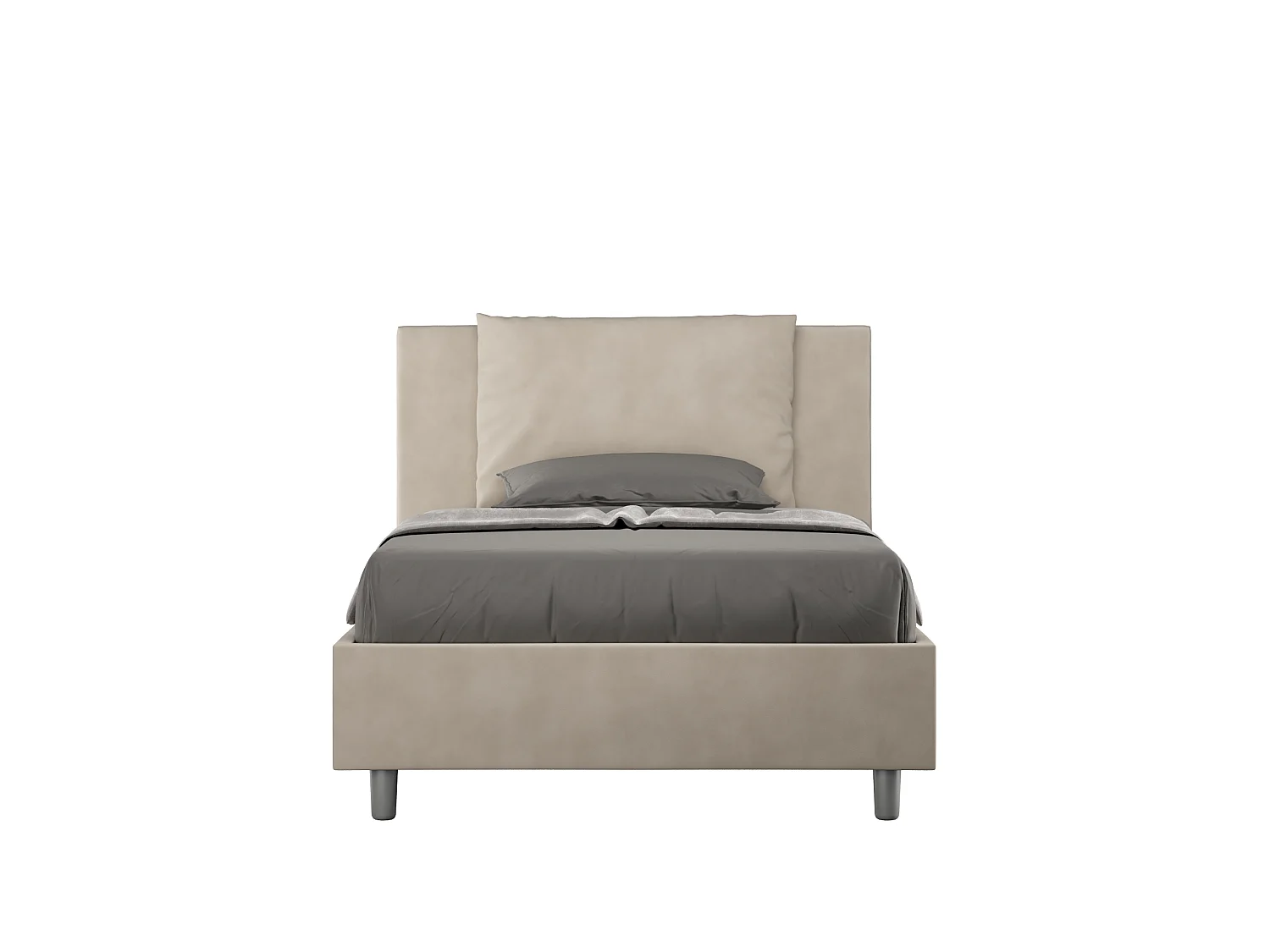 Lit 1 place et demi avec sommier rembourré 120x190 microfibre sable Antea