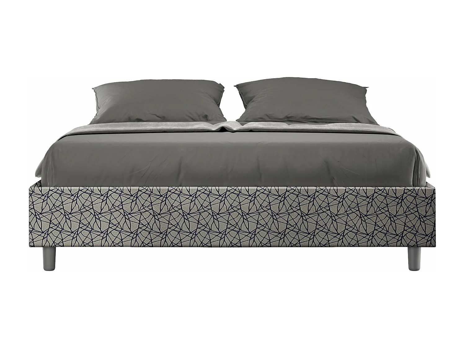 Cama sommier sin somier acolchado 160x190 tela Era 09 azul Azelia