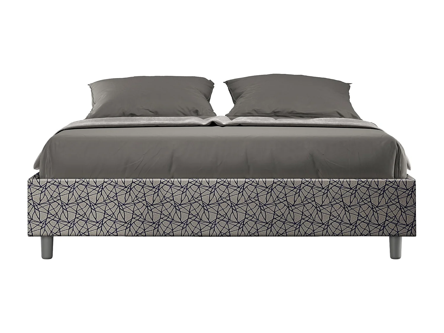 Lit sans sommier rembourré 160x190 tissu Era 09 bleu Azelia