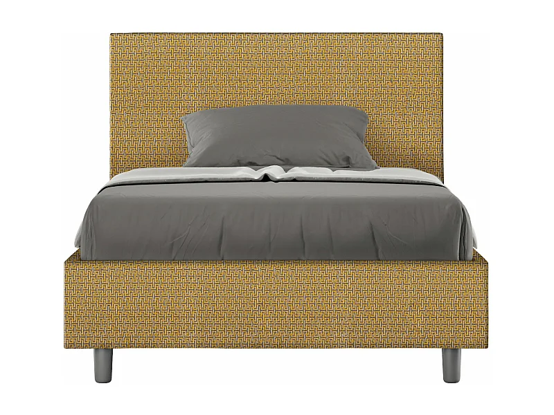 Cama con somier acolchado 120x200 en tela Labirinto 06 amarillo Adele