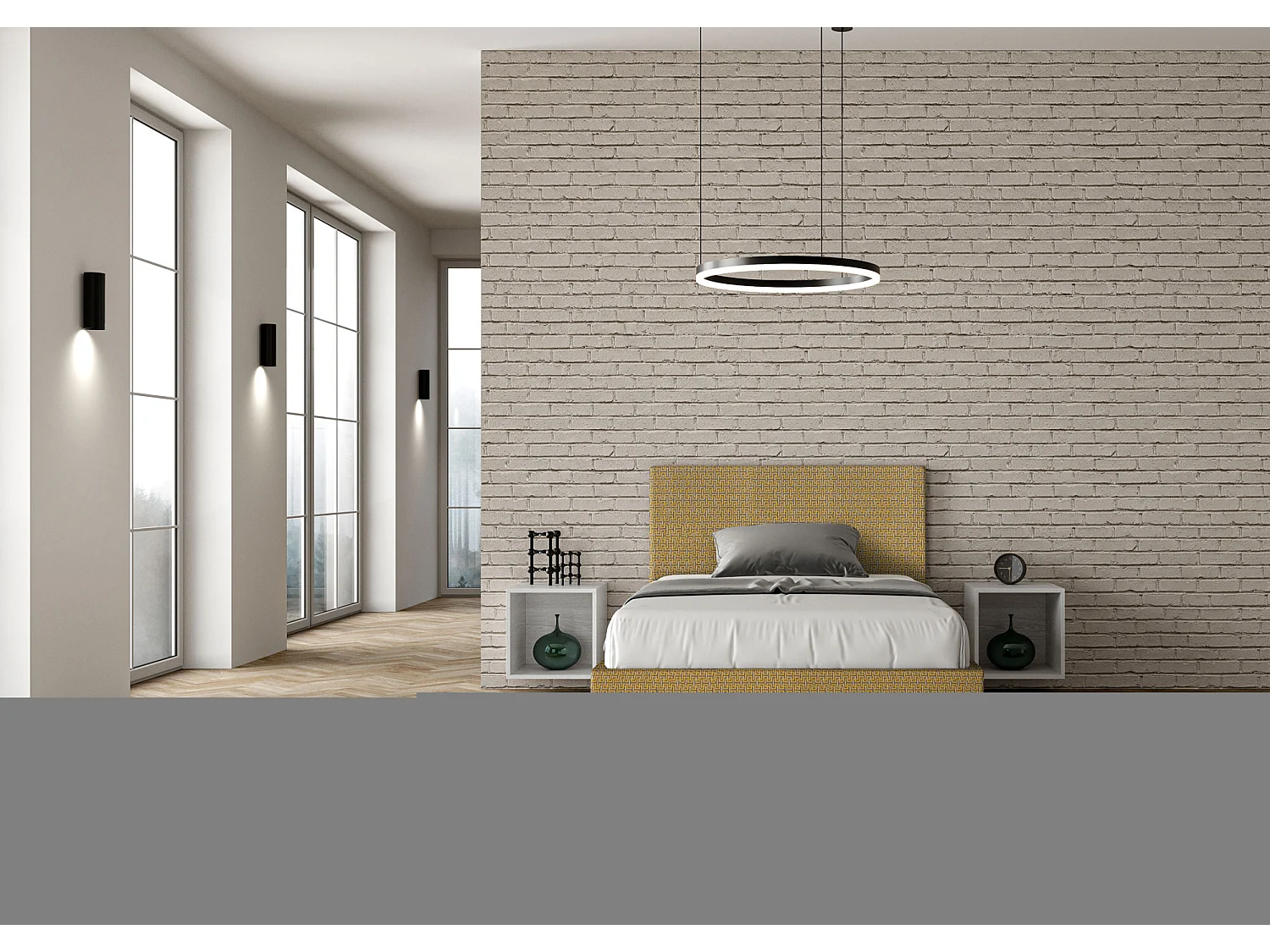 Cama de corpo e meio con estrado estofada 120x200 tecido Labirinto 6 amarelo Adele