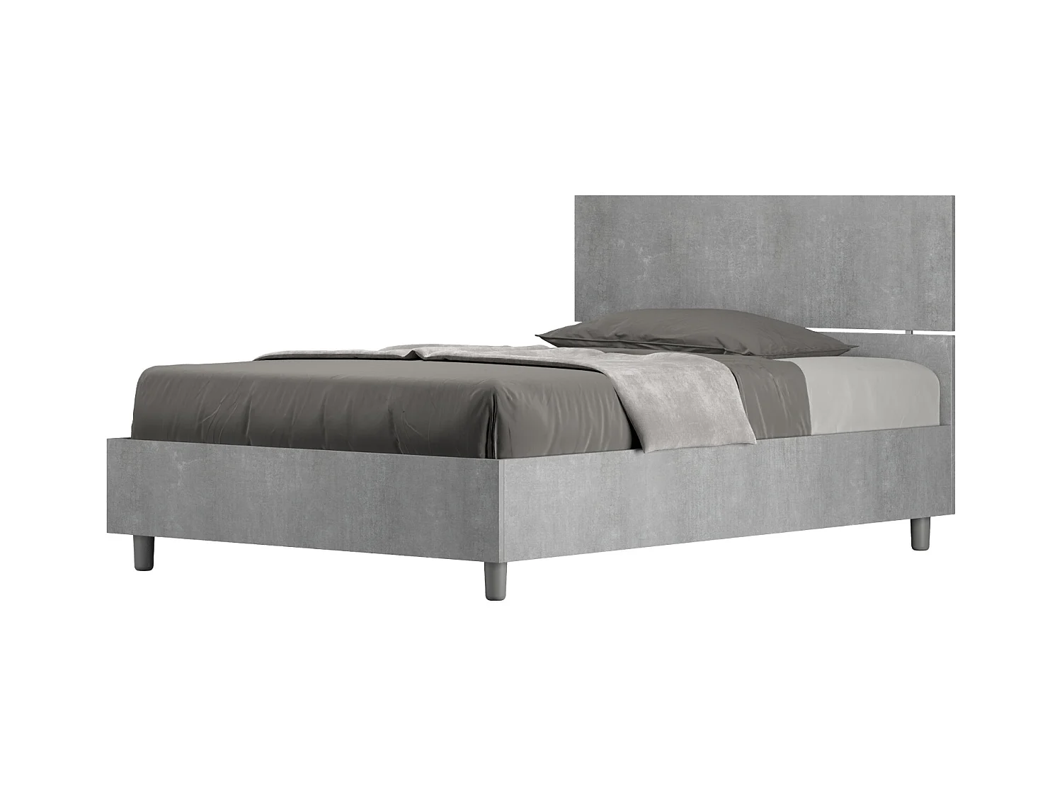 Lit 1 place et demi sans sommier 120x200 tête de lit droite gris béton Demas