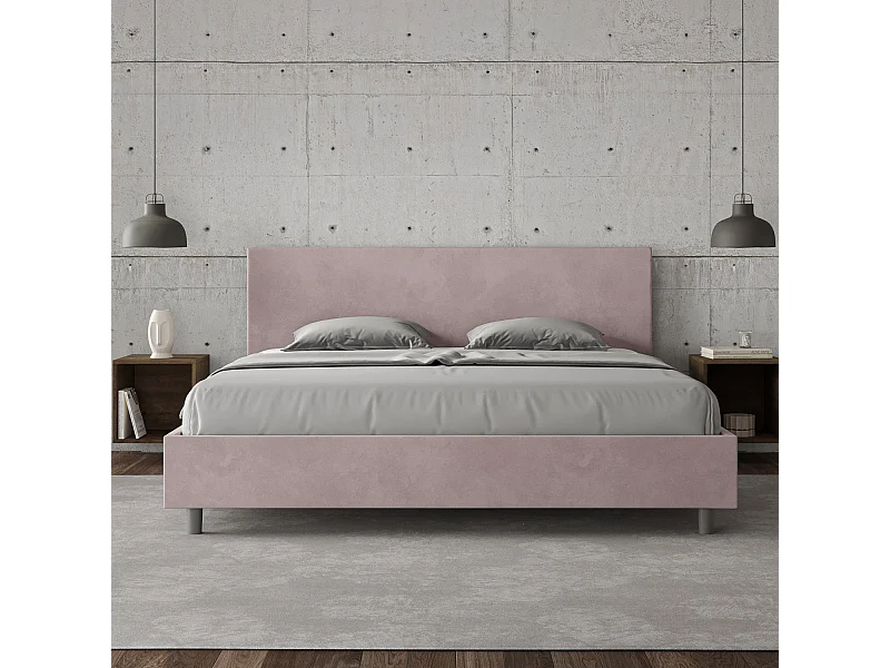 Cama con somier acolchada 180x200 microfibra lila Adele