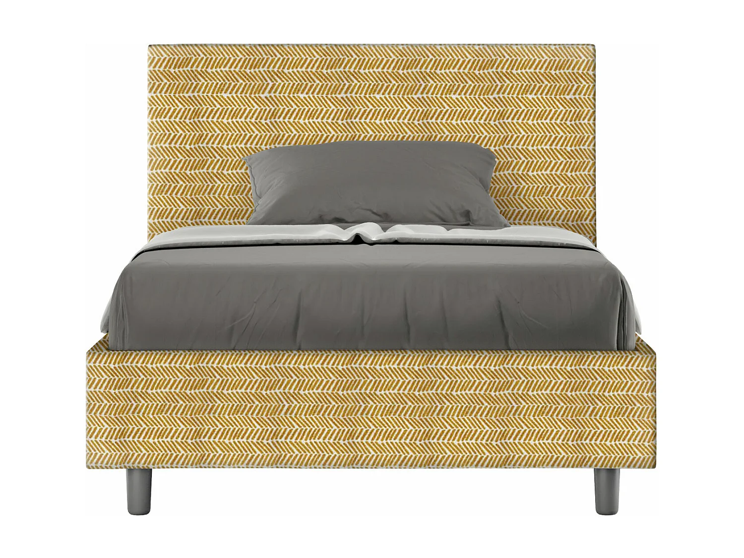 Cama con somier acolchado 120x200 Aragona 3 tela Adele amarillo