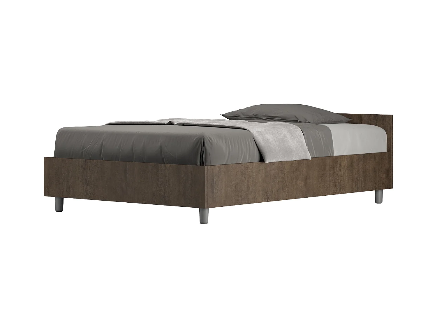 Lit 1 place et demi sans sommier 120x200 noyer Nuamo