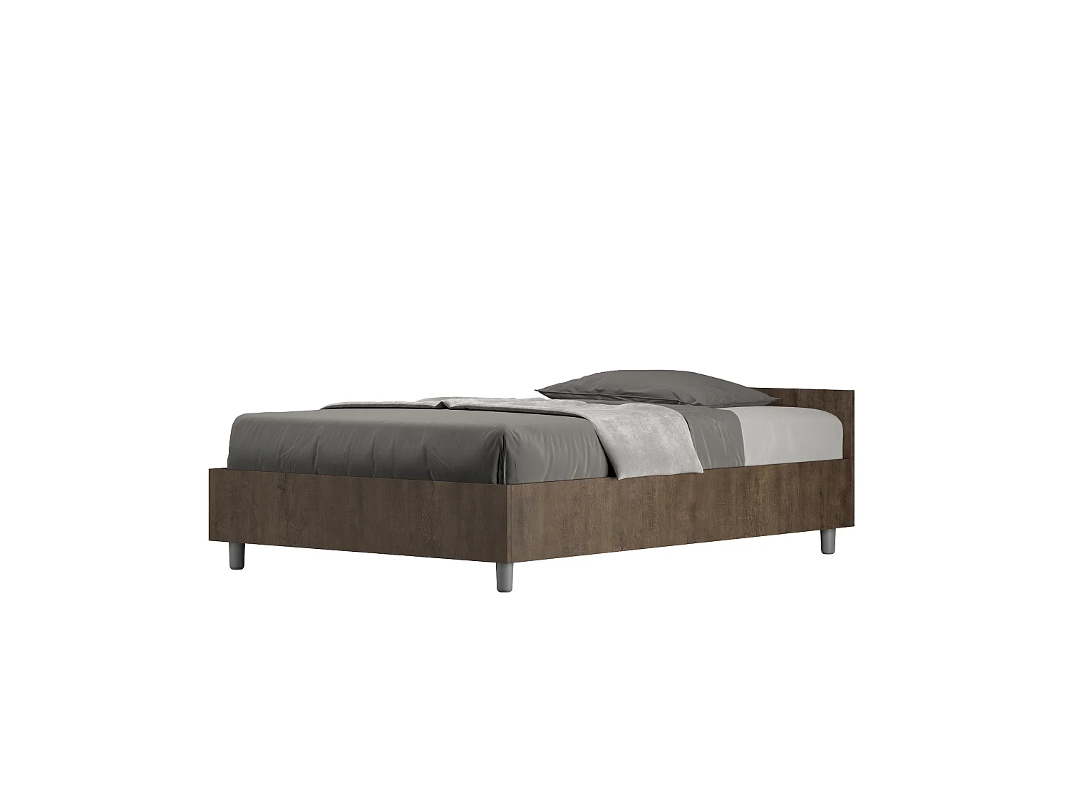 Letto una piazza e mezza senza rete 120x200 noce Nuamo