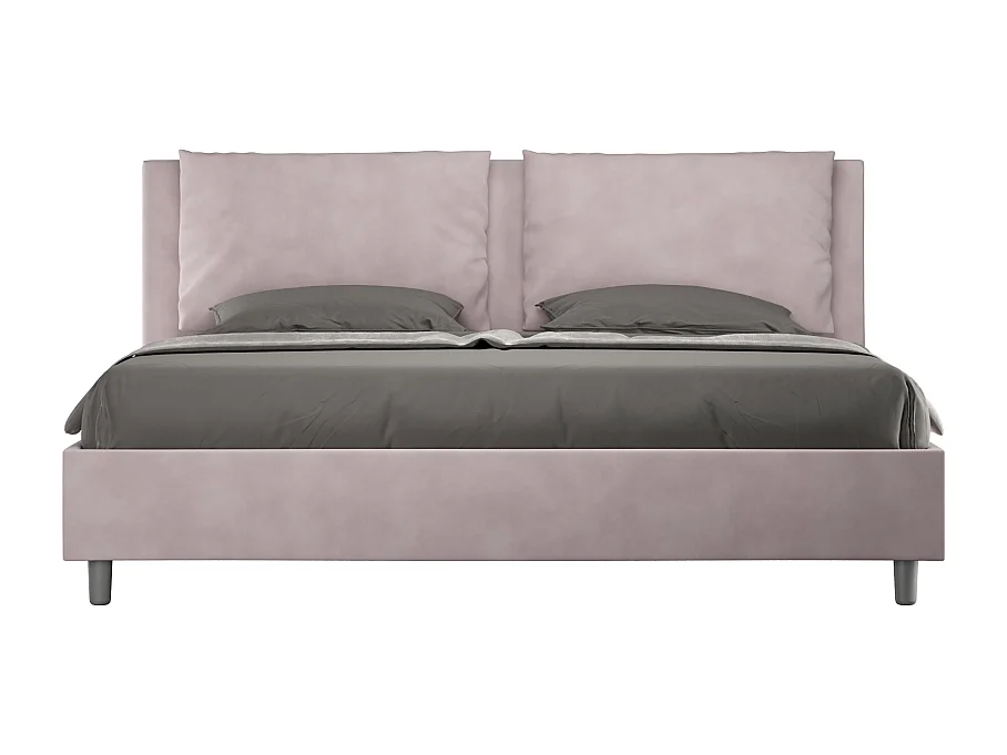 Letto con rete imbottito 180x200 microfibra glicine Antea