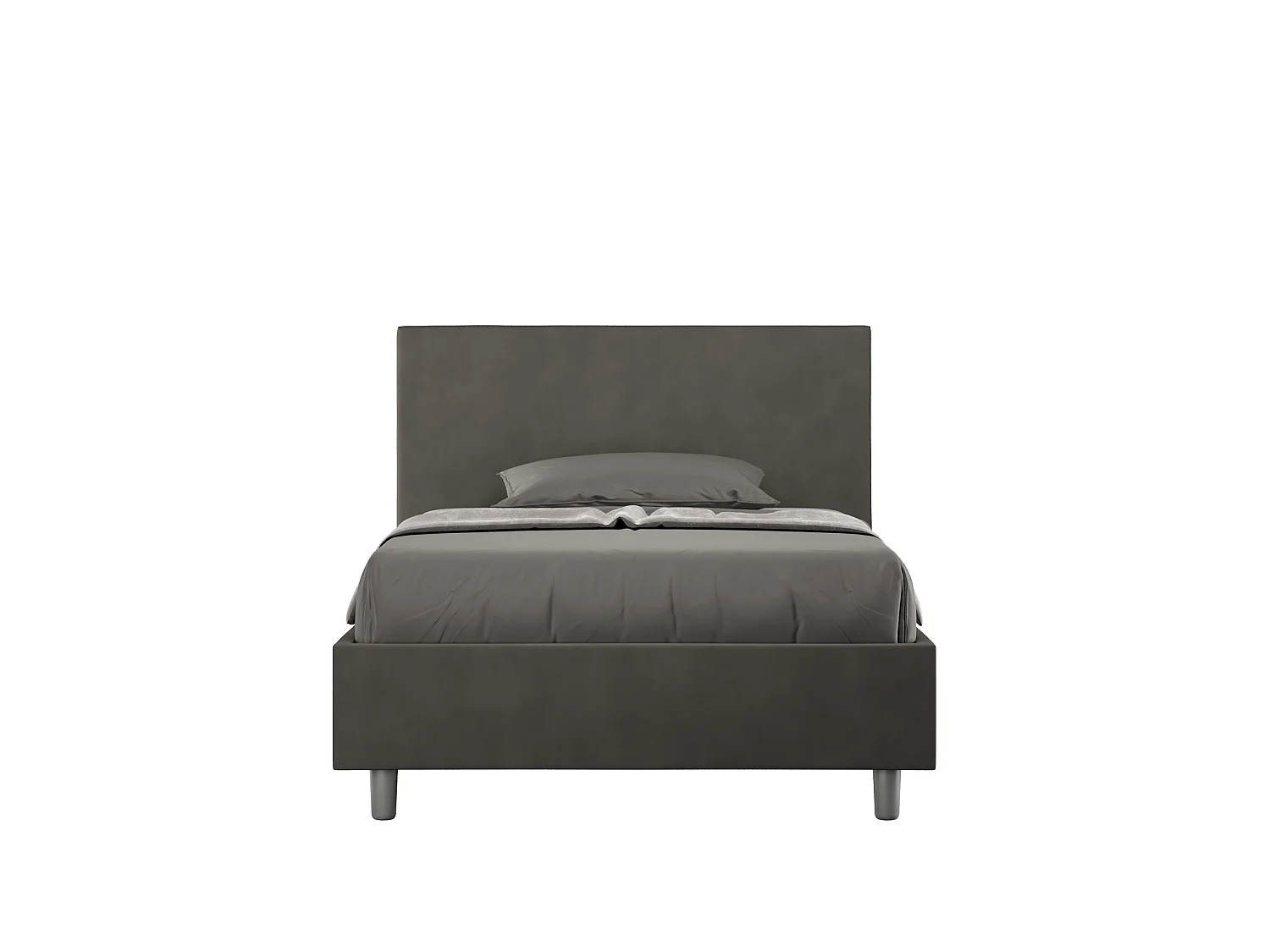 Lit 1 place et demi sans sommier rembourré 120x200 microfibre gris Adele