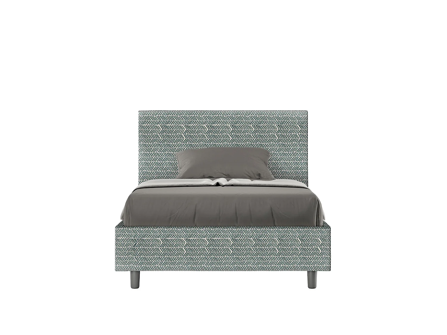 Cama de una plaza y medio con somier acolchada 120x200 tejido Aragona 7 azul claro Adele
