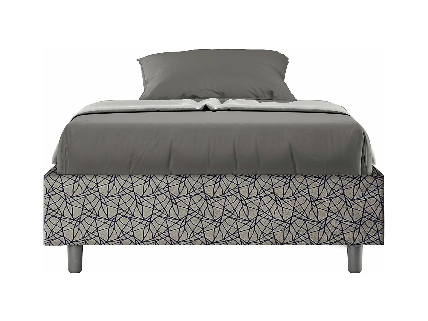 Cadre de lit 1 place et demi avec sommier rembourré 120x190 tissu Era 9 bleu Azelia