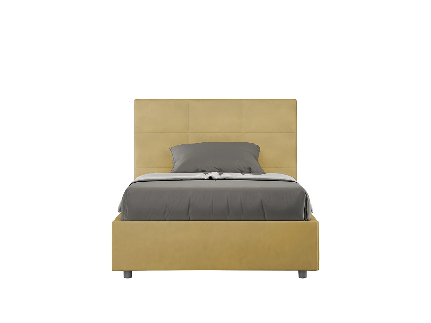 Lit 1 place et demi avec sommier rembourré 120x190 microfibre ocre Mika