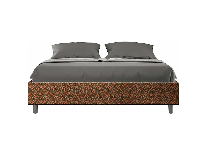 Lit sans sommier rembourré 160x210 tissu Era 04 orange Azelia