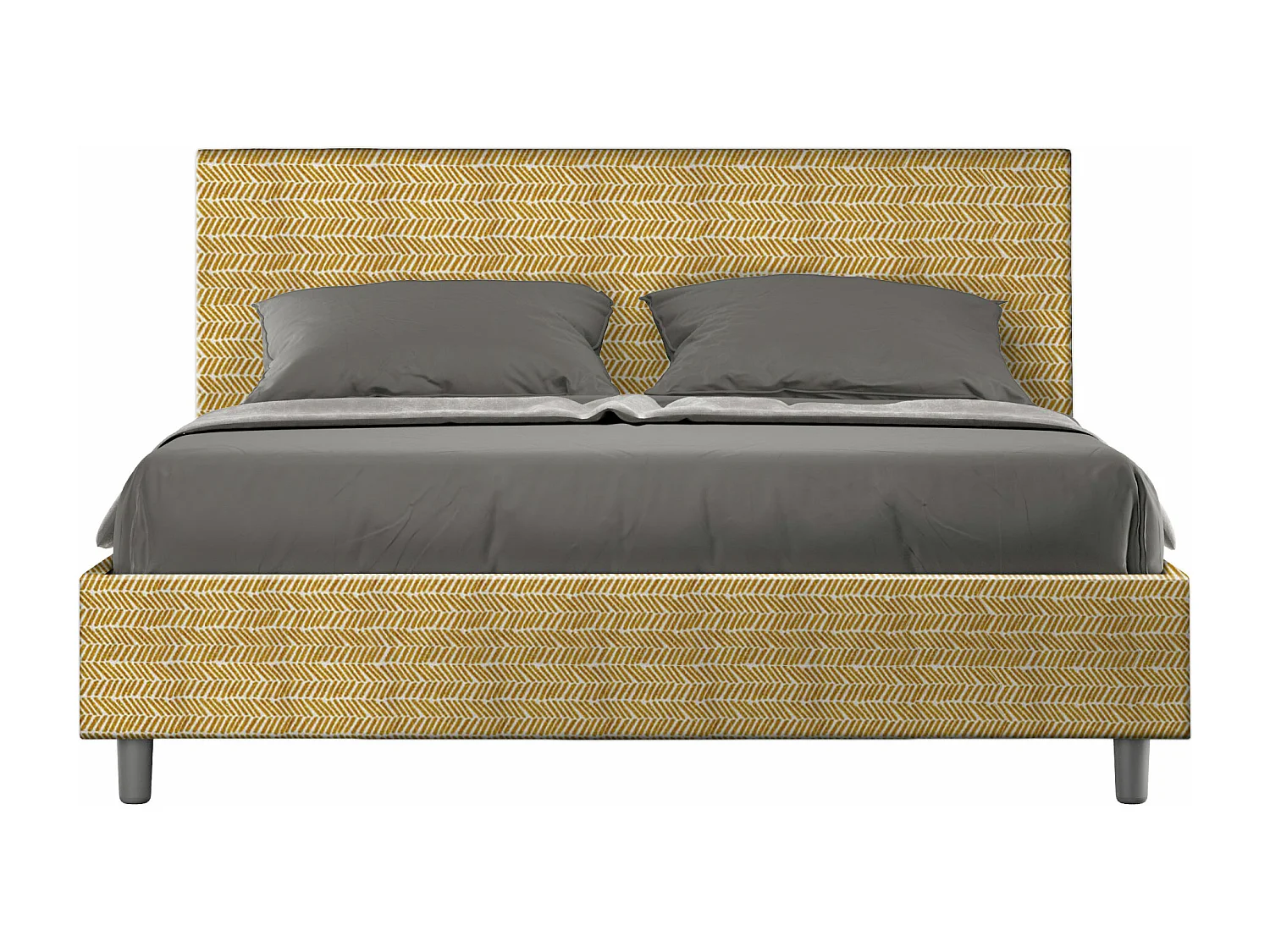 Letto con rete imbottito 160x210 tessuto Aragona 3 giallo Adele