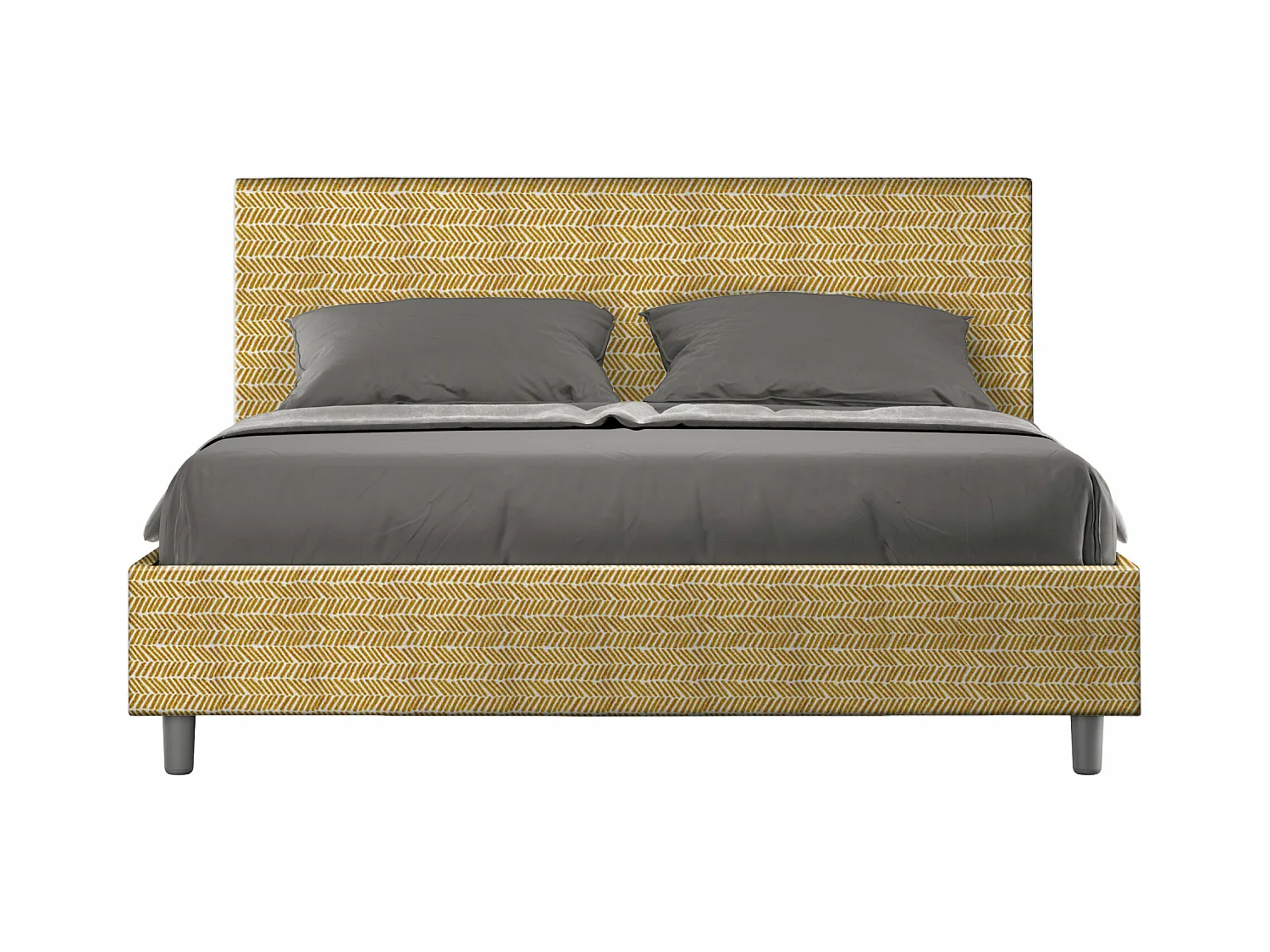 Lit avec sommier rembourré 160x210 tissu Aragona 3 jaune Adele