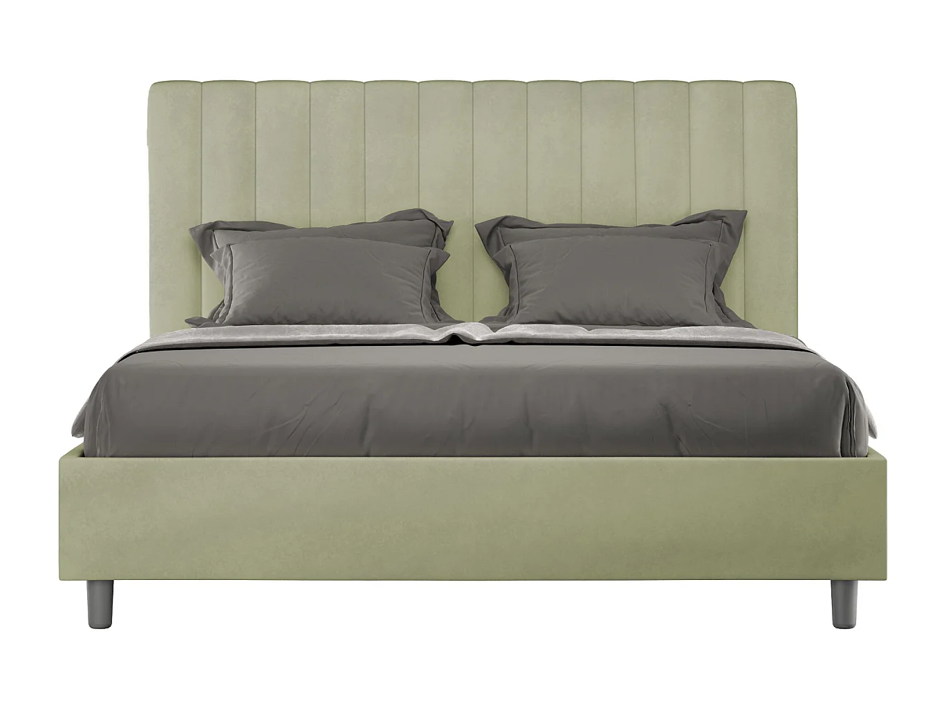 Lit sans sommier rembourré 160x190 microfibre vert Agueda