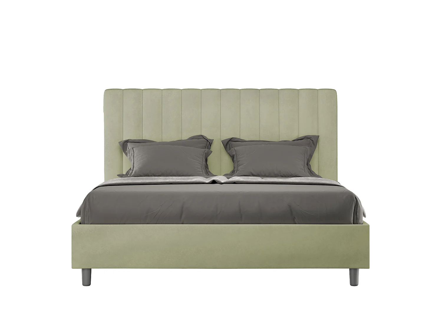 Lit sans sommier rembourré 160x190 microfibre vert Agueda