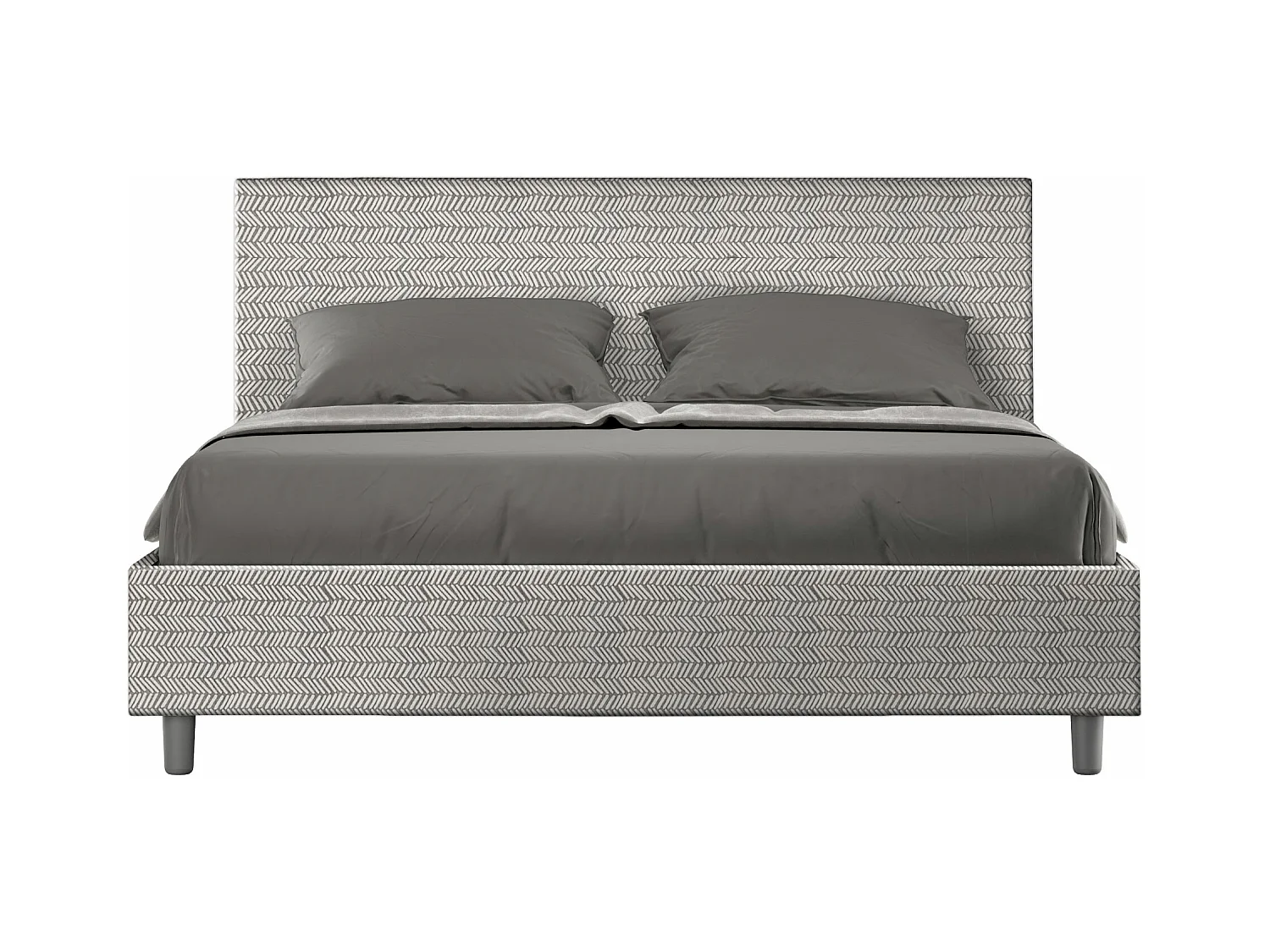 Lit sans sommier rembourré 160x190 tissu Aragona 1 blanc Adele