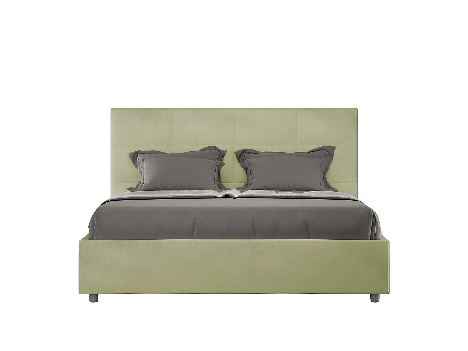 Lit sans sommier rembourré 160x200 microfibre vert Mika