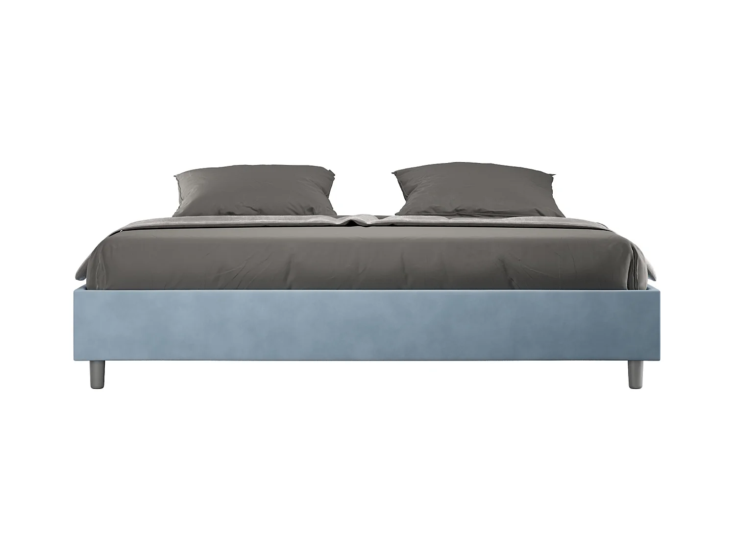 Lit avec sommier rembourré 180x210 microfibre bleu clair Azelia