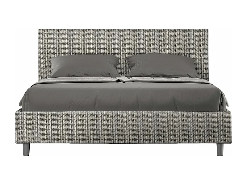 Letto con rete imbottito 160x200 tessuto Labirinto 02 grigio Adele