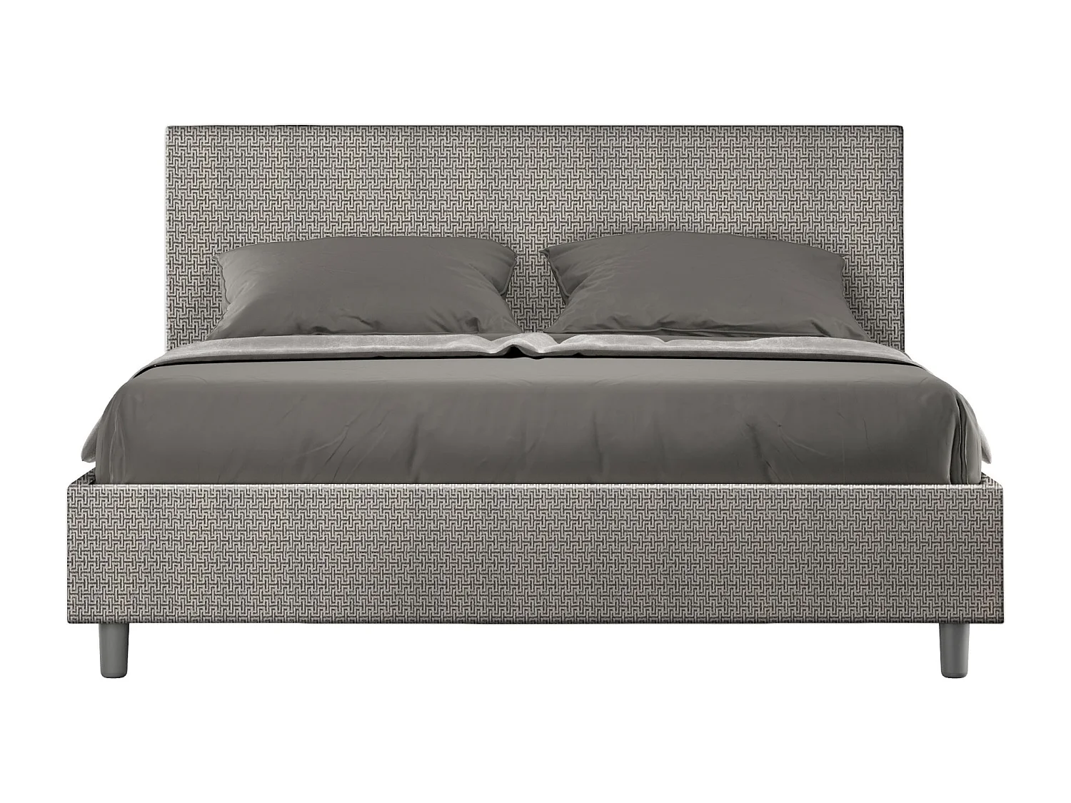 Lit avec sommier rembourré 160x200 tissu Labirinto 02 gris Adele